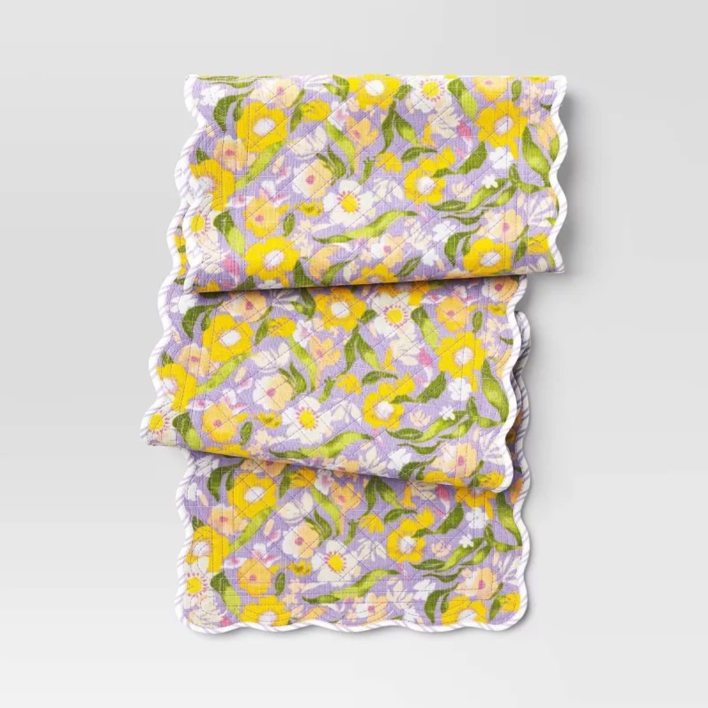 Reversible nwt floral Purple Striped Table Runner - Threshold